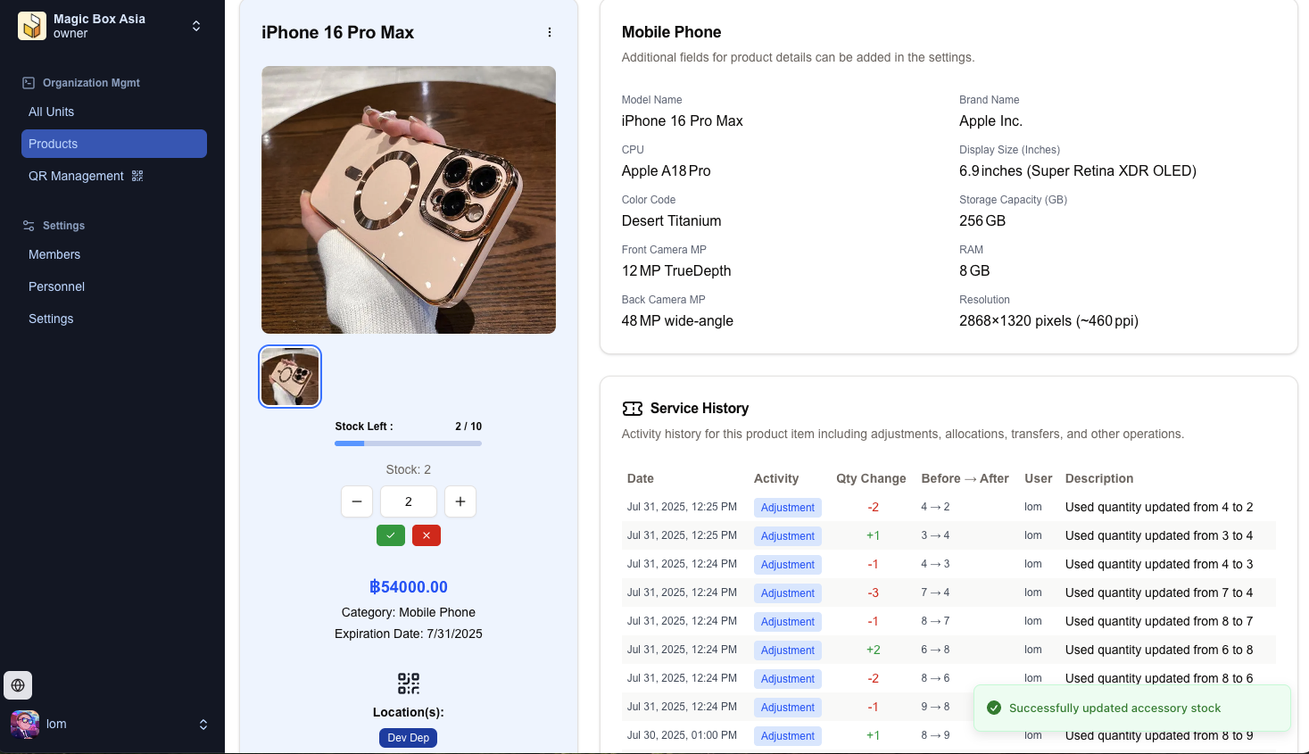 Inventory Management Dashboard